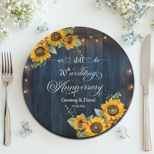 We Still Do 70th Wedding Anniversary String Lights Paper Plate (Creator Uploaded)