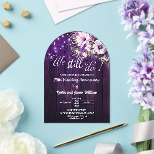 We Still Do 75th Wedding Anniversary String Lights Acrylic Invitations