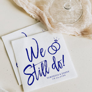 We Still Do   Anniversary Party Navy Script  Napkin