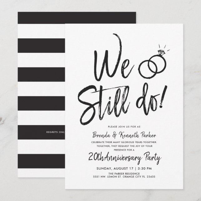 We Still Do Anniversary | Vow Renewal Striped Invitation (Front/Back)