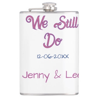 We still do brown pink name date year boho retro s hip flask