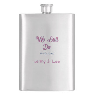 We still do brown pink name date year boho retro s hip flask