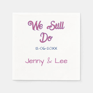 We still do brown pink name date year boho retro s napkin