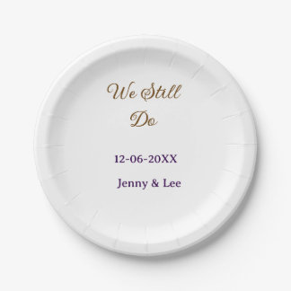 We still do brown pink name date year boho retro s paper plate
