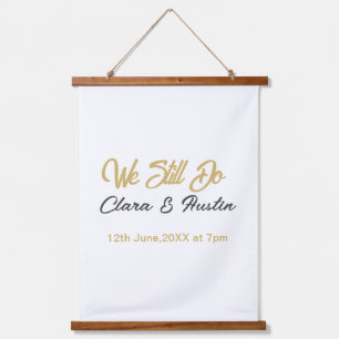 We still do couple name date champagne gold vow re hanging tapestry