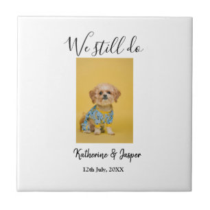 We still do couple name pet dog photo date simple tile