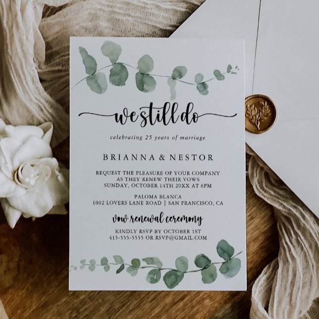  We Still Do Green Eucalyptus Vow Renewal  Invitation (Creator Uploaded)