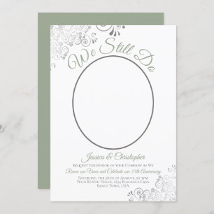 We Still Do Sage Green & White Wedding Vow Renewal Invitation