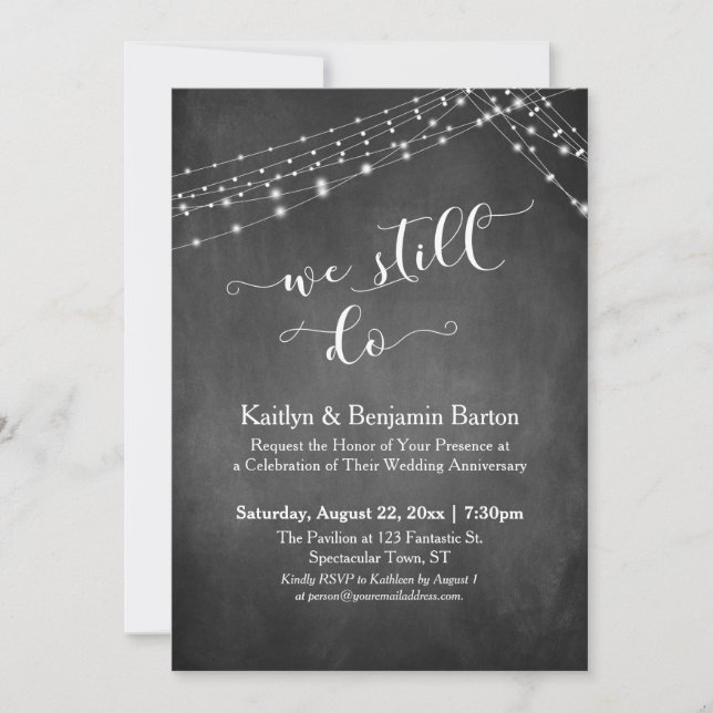 We Still Do Typography Chalkboard Back Anniversary Invitation (Front)