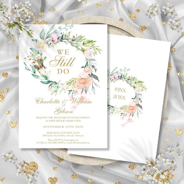 We Still Do Vow Renewal Floral Garland Invitation (We Still Do Vow Renewal Floral Garland Invitation)