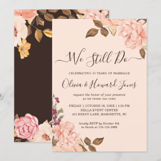 We Still Do Vow Renewal Victoria Blush Gold Floral Invitation