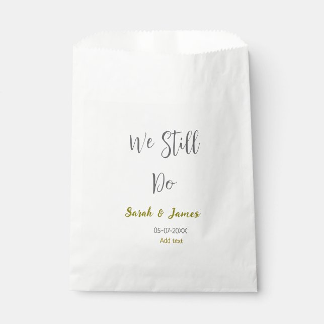 We still do wedding anniversary simple grey gold favour bag (Front)