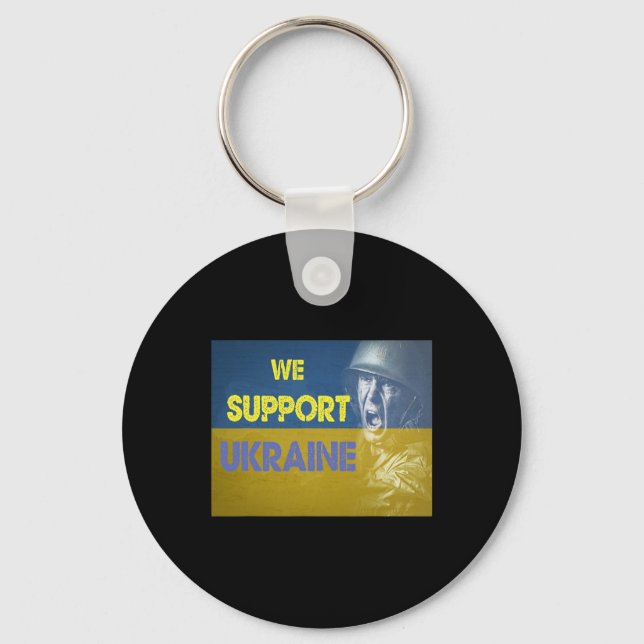 We Support Ukraine No War  Keychain (Front)