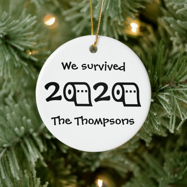 We Survived 2020 Toilet Paper Ceramic Ornament (Tree)