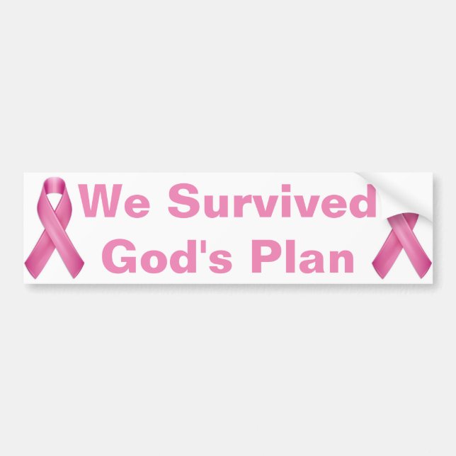 We Survived God's Plan Breast Cancer Awareness Bumper Sticker (Front)