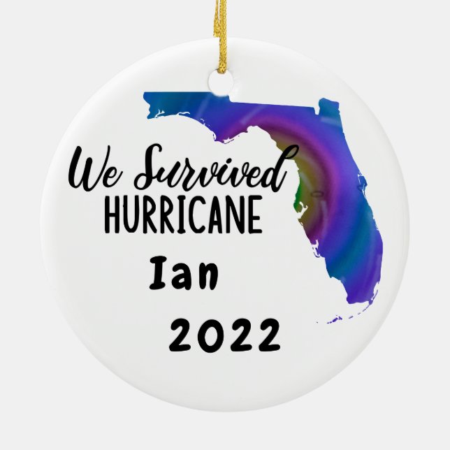 We Survived! Hurricane Ian Florida 2022 Ceramic Ornament (Back)