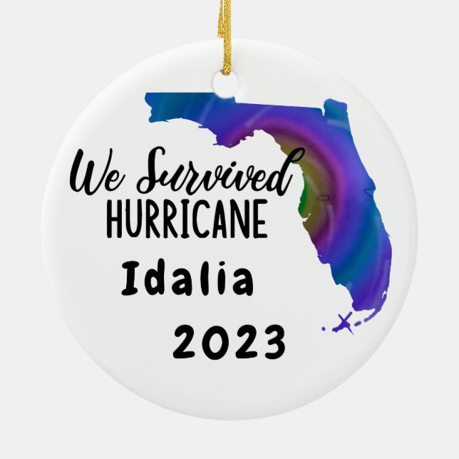 We Survived! Hurricane Idalia Florida 2023 Ceramic Ornament (Back)