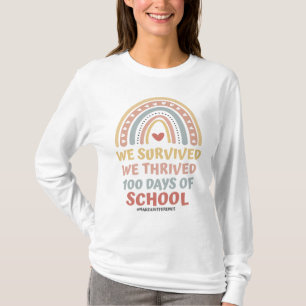 We Survived We Thrived 100 Days of School Boho  T-Shirt