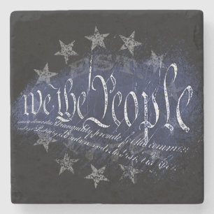 WE THE PEOPLE 13 Star American Flag 1776 Stone Coaster