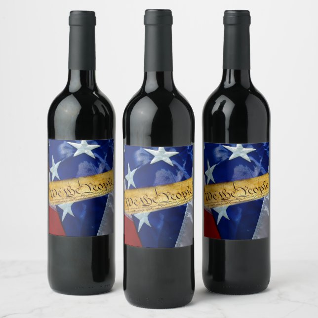 We The People American Constitution And Flag Wine Label (Bottles)