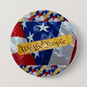 We The People American Flag 3 Inch Round Button