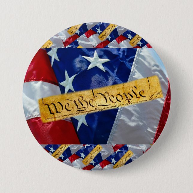 We The People American Flag 3 Inch Round Button (Front)
