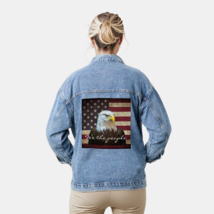 We The People American Flag Bald Eagle  Denim Jacket