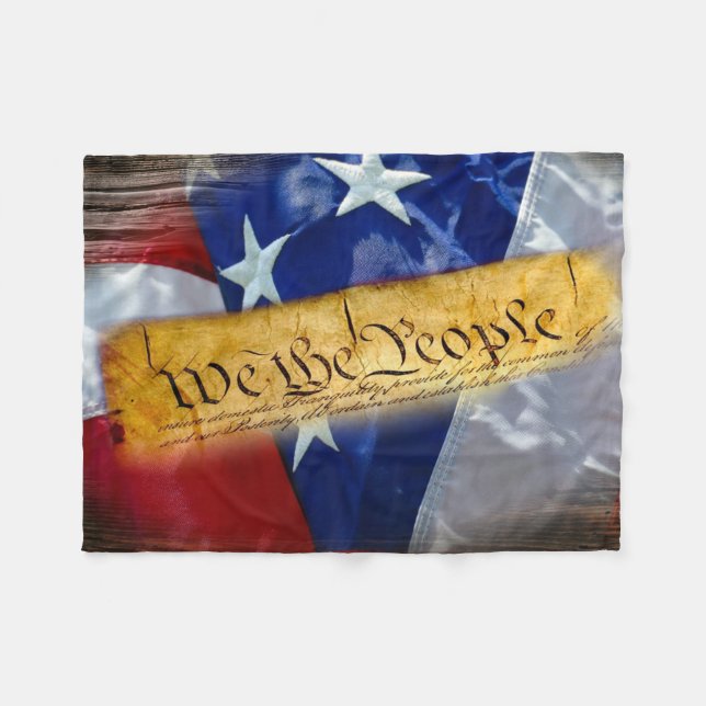 We The People American Flag Fleece Blanket (Front (Horizontal))