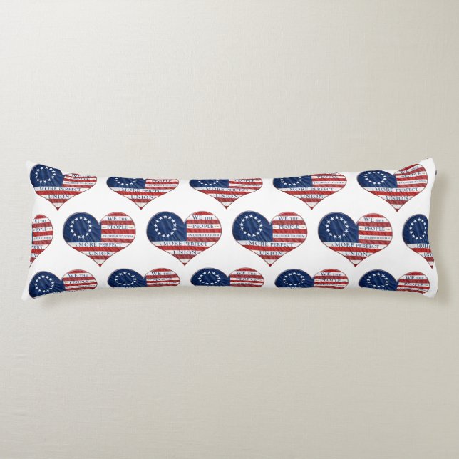 We The People American Flag Heart Body Pillow (Front)