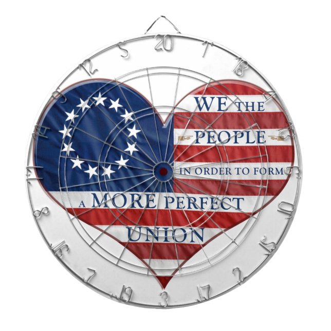 We The People American Flag Heart Dartboard (Front)