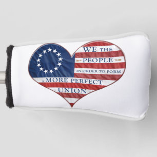 We The People American Flag Heart Golf Head Cover