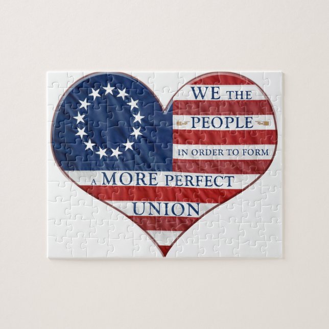 We The People American Flag Heart Jigsaw Puzzle (Horizontal)