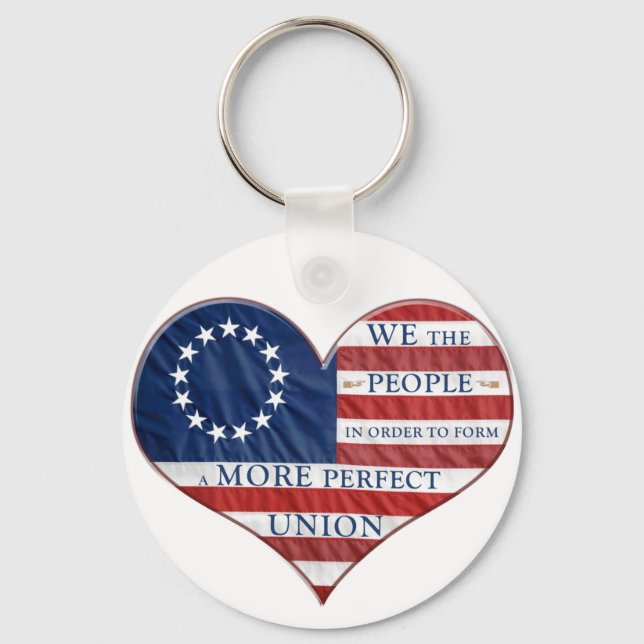 We The People American Flag Heart Keychain (Front)