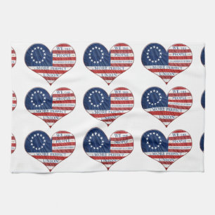 We The People American Flag Heart Kitchen Towel