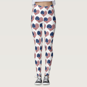 We The People American Flag Heart Leggings