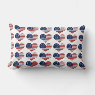 We The People American Flag Heart Lumbar Pillow