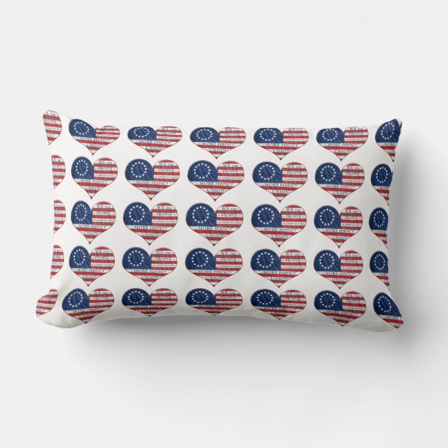 We The People American Flag Heart Lumbar Pillow (Front)