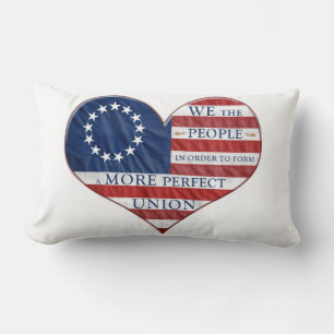 We The People American Flag Heart Lumbar Pillow