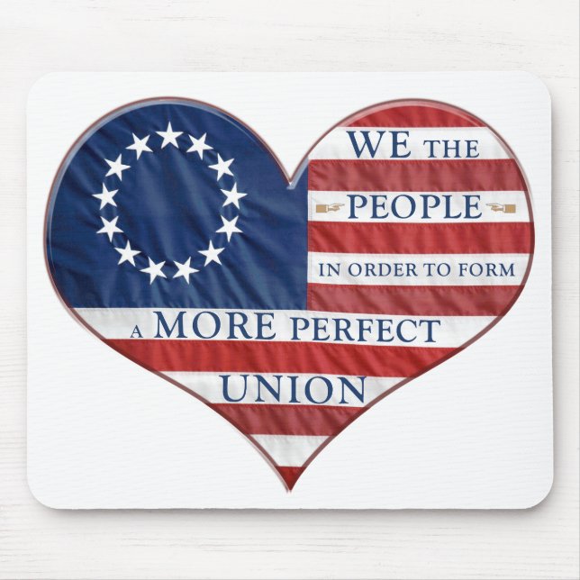 We The People American Flag Heart Mouse Pad (Front)