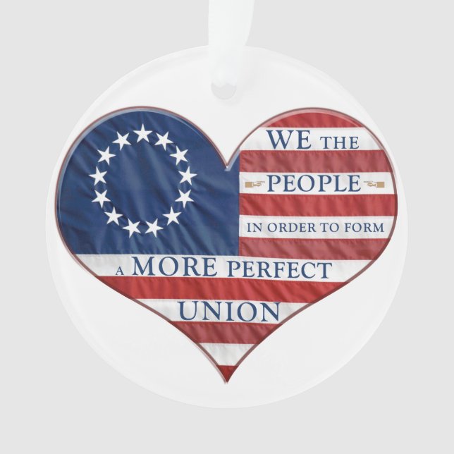 We The People American Flag Heart Ornament (Front)
