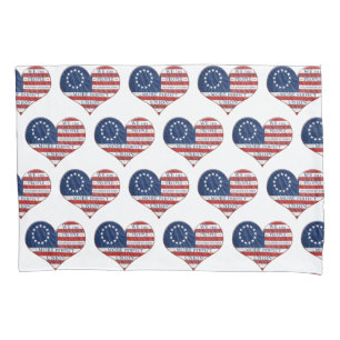 We The People American Flag Heart Pillow Case