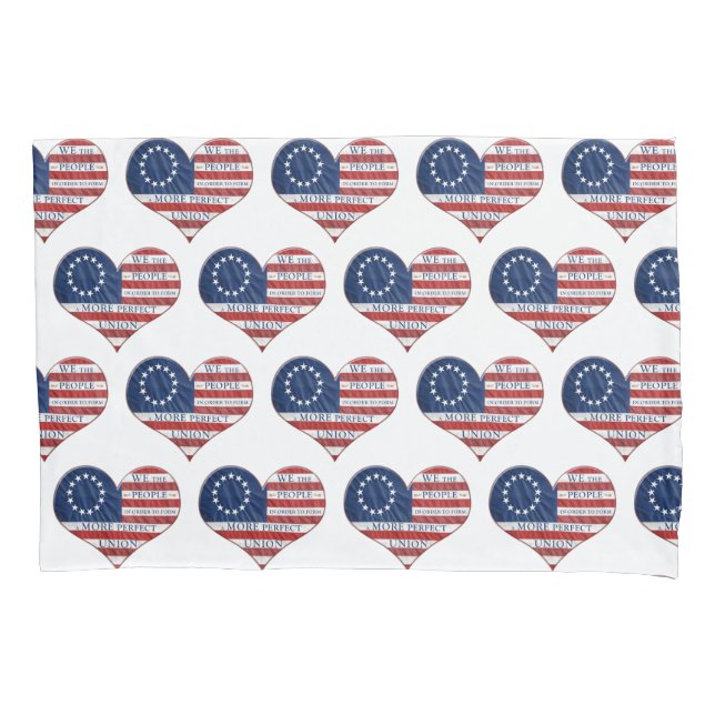 We The People American Flag Heart Pillow Case (Front)
