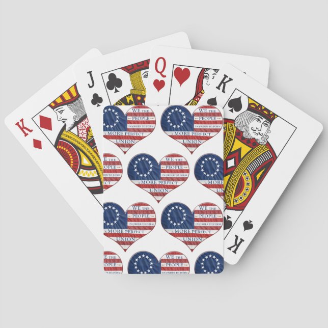 We The People American Flag Heart  Playing Cards (Back)