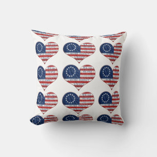 We The People American Flag Heart Throw Pillow