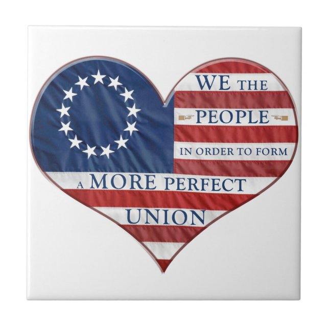 We The People American Flag Heart Tile (Front)