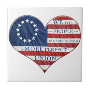 We The People American Flag Heart Tile