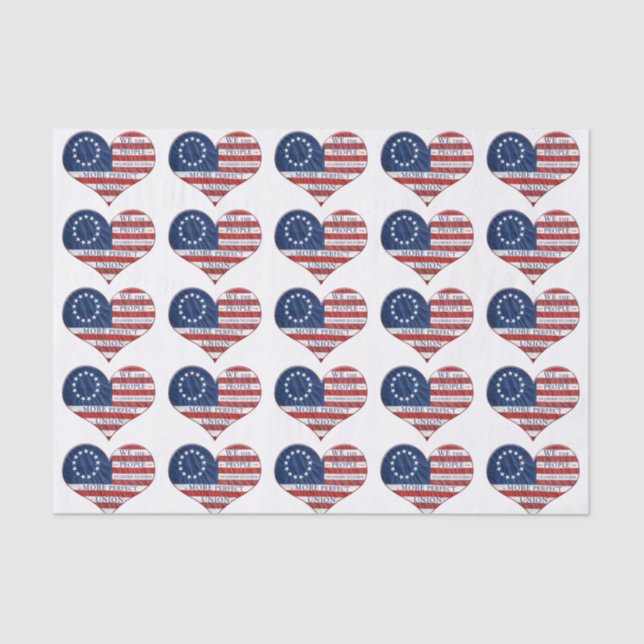 We The People American Flag Heart Tissue Paper (Front)