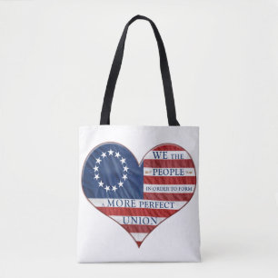 We The People American Flag Heart Tote Bag