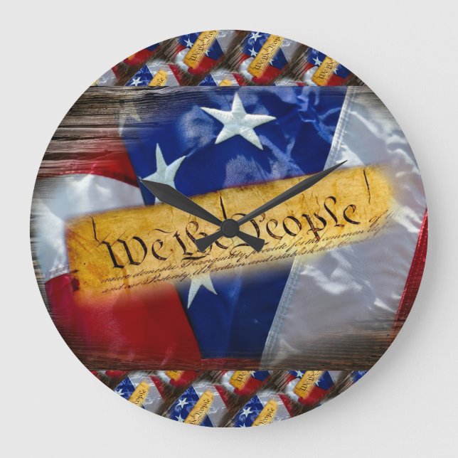We The People American Flag Large Clock (Front)