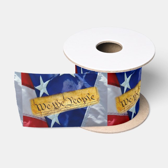 We The People American Flag Satin Ribbon (Spool)